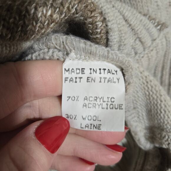 Vtg Bugatchi Wool Blend Geometric Brown Quarter Zip Grandma 70s Funky 3XL - Picture 6 of 9